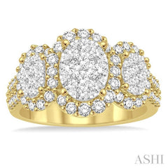 ASHI Oval Shape Past Present & Future Halo Lovebright Diamond Engagement Ring 144B0PPFVYW-1.35