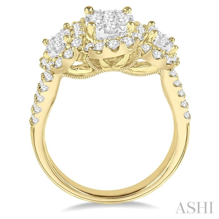 ASHI Oval Shape Past Present & Future Halo Lovebright Diamond Engagement Ring 144B0PPFVYW-1.35