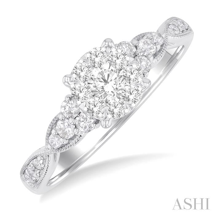 ASHI Round Shape Lovebright Diamond Engagement Ring 144G3PPFGWG