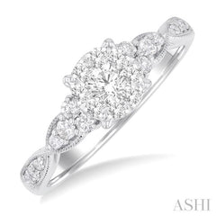 ASHI Round Shape Lovebright Diamond Engagement Ring 144G3PPFGWG