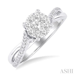 ASHI Round Shape Lovebright Diamond Engagement Ring 145G3PPFGWG