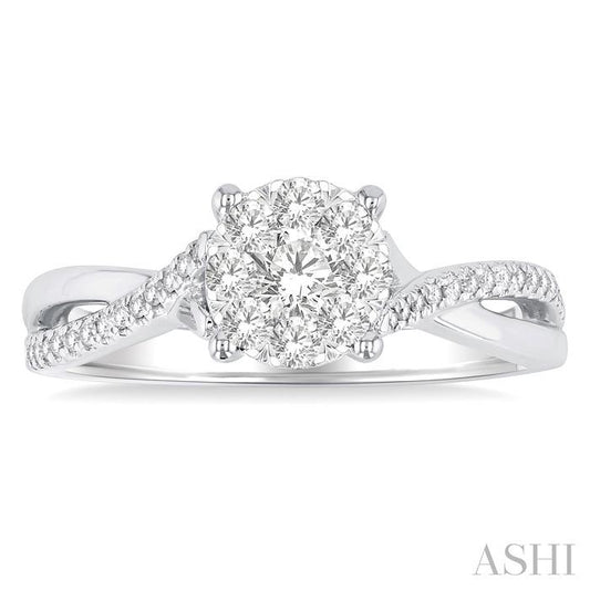ASHI Round Shape Lovebright Diamond Engagement Ring 145G3PPFGWG