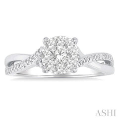 ASHI Round Shape Lovebright Diamond Engagement Ring 145G3PPFGWG
