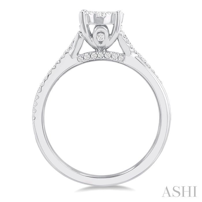 ASHI Round Shape Lovebright Diamond Engagement Ring 145G3PPFGWG