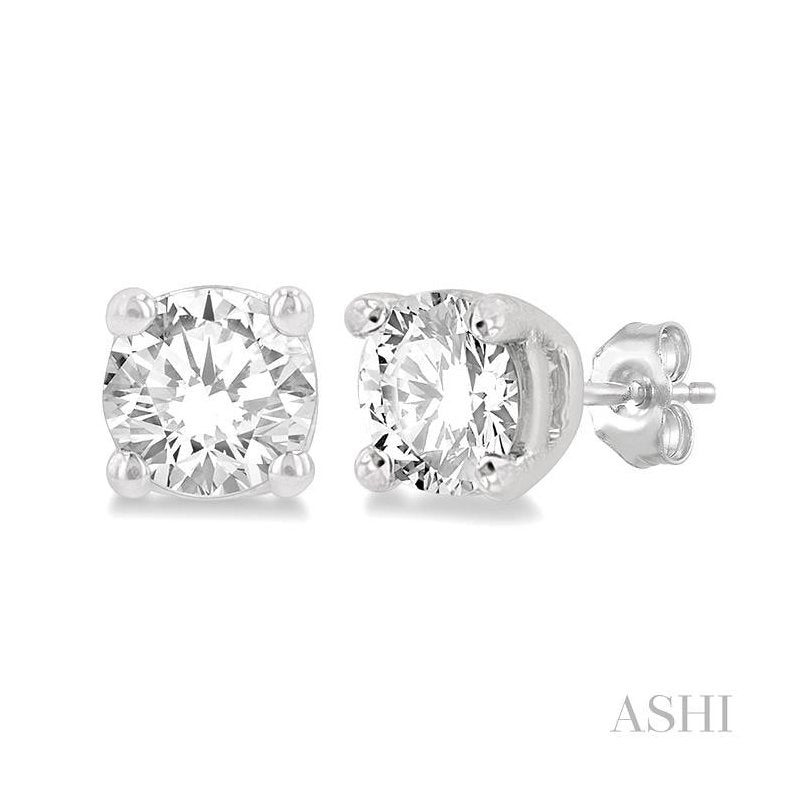 ASHI Round Shape Diamond Stud Earrings 66304PPFGERWG
