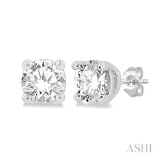 ASHI Round Shape Diamond Stud Earrings 66304PPFGERWG