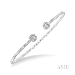 ASHI Round Shape Stackable Diamond Open Cuff Bangle 799C3PPFGWG-RD
