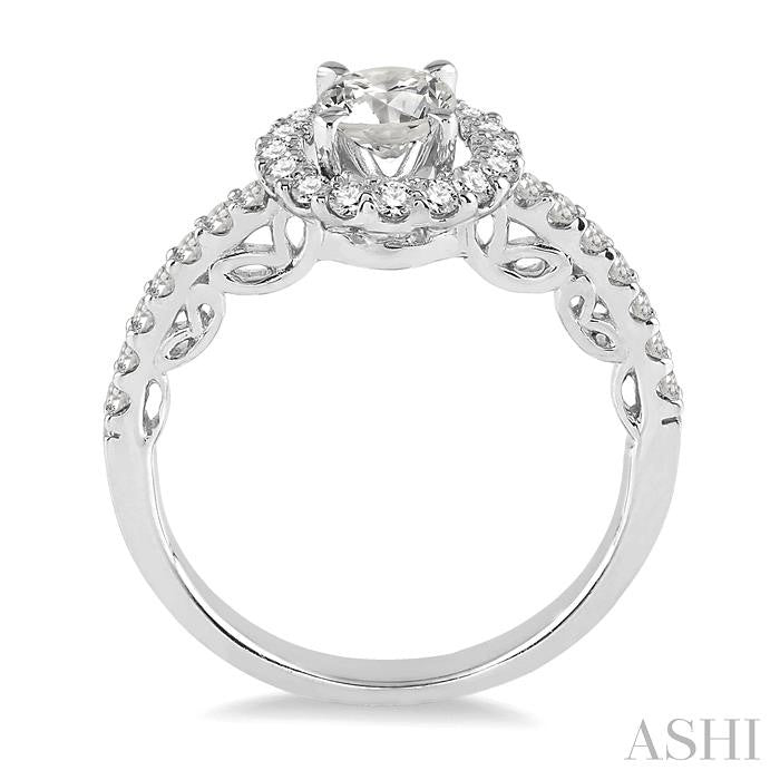 ASHI Round Shape Semi-Mount Halo Diamond Engagement Ring 14694PPFHWG-SM