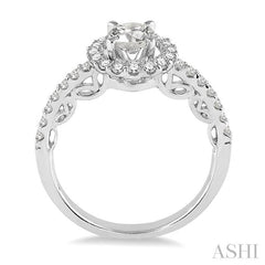 ASHI Round Shape Semi-Mount Halo Diamond Engagement Ring 14694PPFHWG-SM