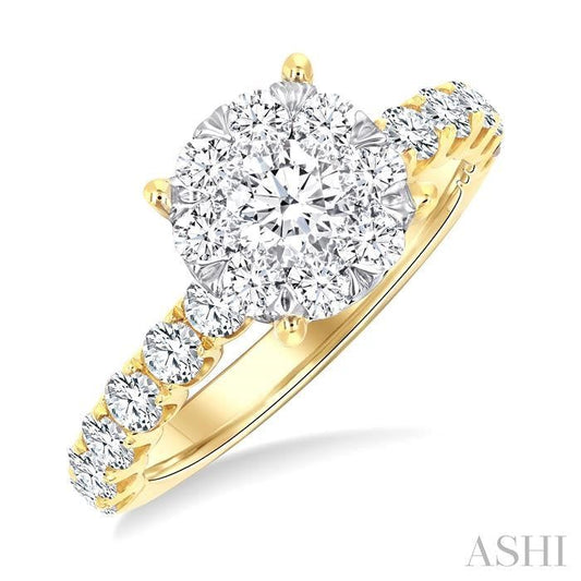 ASHI Round Shape Lovebright Diamond Engagement Ring 146G0PPFGYW-1.50