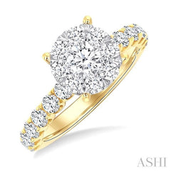 ASHI Round Shape Lovebright Diamond Engagement Ring 146G0PPFGYW-1.50