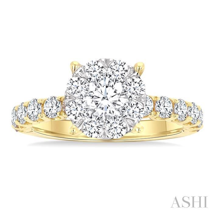 ASHI Round Shape Lovebright Diamond Engagement Ring 146G0PPFGYW-1.50