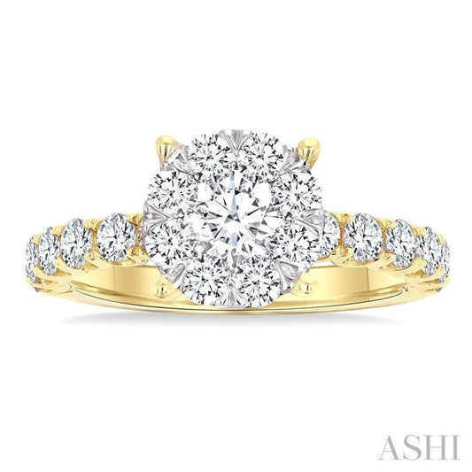 ASHI Round Shape Lovebright Diamond Engagement Ring 146G0PPFGYW-1.50