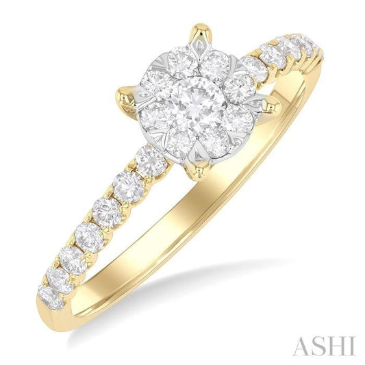 ASHI Round Shape Lovebright Diamond Engagement Ring 146G3PPFGYW