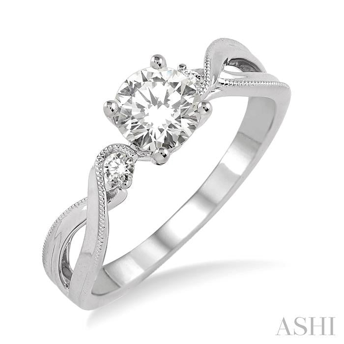 ASHI Round Shape Diamond Engagement Ring 14834PPFGWG-LE