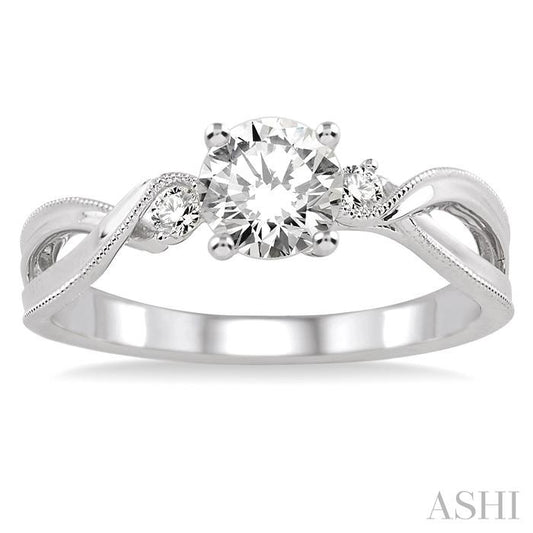 ASHI Round Shape Diamond Engagement Ring 14834PPFHWG-LE