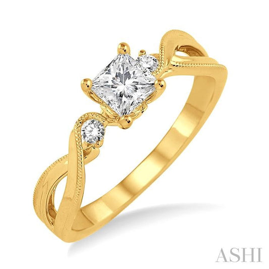 ASHI Princess Shape Semi-Mount Diamond Engagement Ring 14839PPFVYG-SM