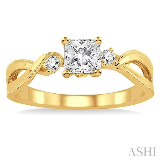 ASHI Princess Shape Semi-Mount Diamond Engagement Ring 14839PPFVYG-SM