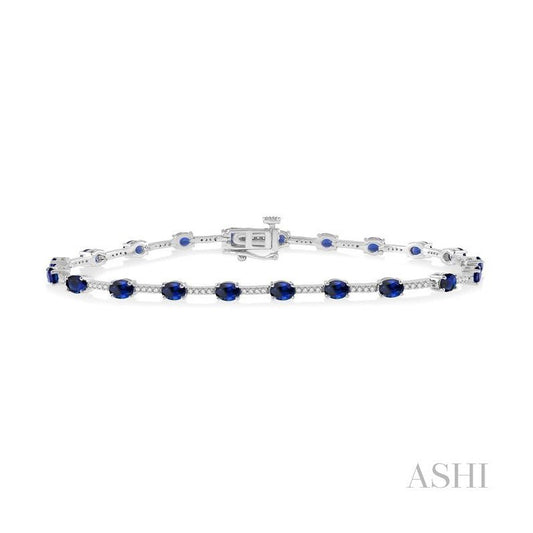 ASHI Oval Shape Gemstone & Diamond Bracelet 7624UPPTSSPWG