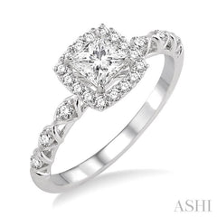 ASHI Princess Shape Halo Diamond Engagement Ring 14883PPFHWG-LE