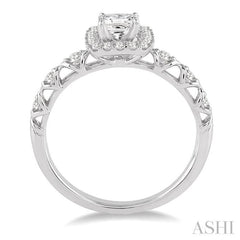 ASHI Princess Shape Halo Diamond Engagement Ring 14883PPFHWG-LE