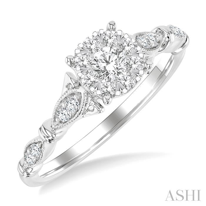ASHI Round Shape Lovebright Diamond Engagement Ring 149G4PPFGWG