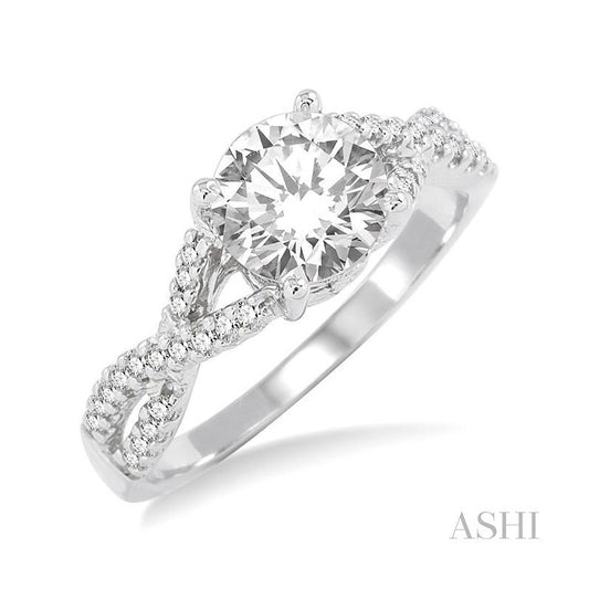 ASHI Round Shape Diamond Engagement Ring 218C4PPFHWG-LE