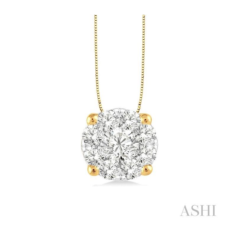 ASHI Round Shape Lovebright Essential Diamond Solitaire Pendant 91756PPFHPDYW