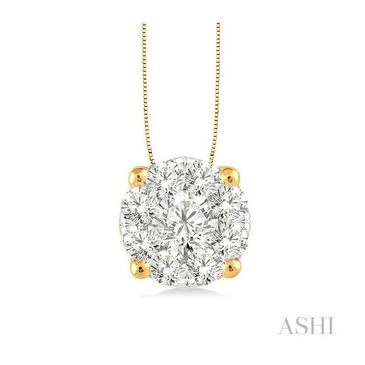 ASHI Round Shape Lovebright Essential Diamond Solitaire Pendant 91751PPFGPDYW