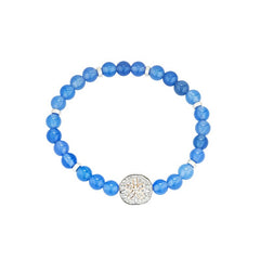 Ocean blue agate sand dollar stretch bracelet