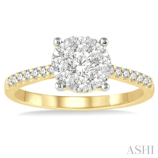 ASHI Round Shape Lovebright Diamond Engagement Ring 150C2PPFGYW