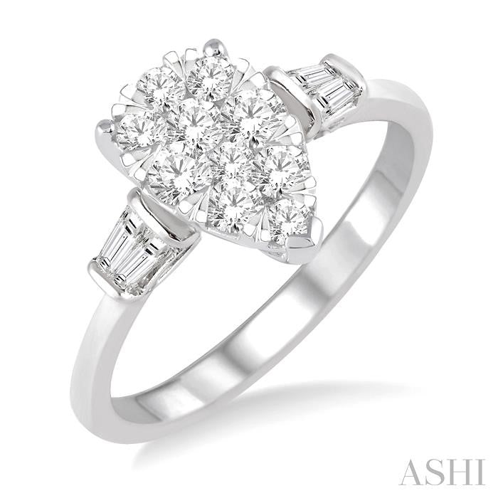 ASHI Pear Shape Lovebright Diamond Engagement Ring 150F3PPFGWG