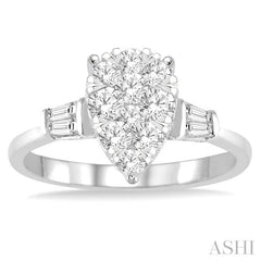 ASHI Pear Shape Lovebright Diamond Engagement Ring 150F3PPFGWG