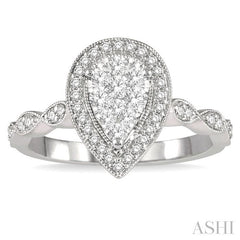 ASHI Pear Shape Halo Lovebright Diamond Engagement Ring 151E3PPFGWG