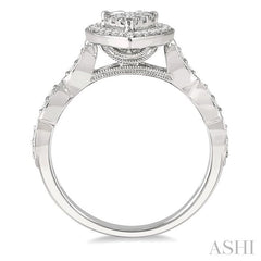 ASHI Pear Shape Halo Lovebright Diamond Engagement Ring 151E3PPFGWG