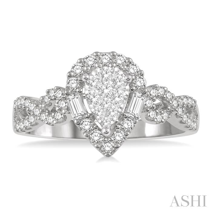 ASHI Pear Shape Halo Lovebright Diamond Engagement Ring 152A3PPFHWG