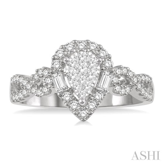 ASHI Pear Shape Halo Lovebright Diamond Engagement Ring 152A3PPFHWG