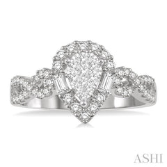 ASHI Pear Shape Halo Lovebright Diamond Engagement Ring 152A3PPFHWG