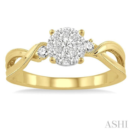 ASHI Round Shape Lovebright Diamond Engagement Ring 15345PPFHYW-LE