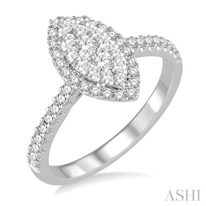 ASHI Marquise Shape Halo Lovebright Essential Diamond Ring 153B3PPFVWG