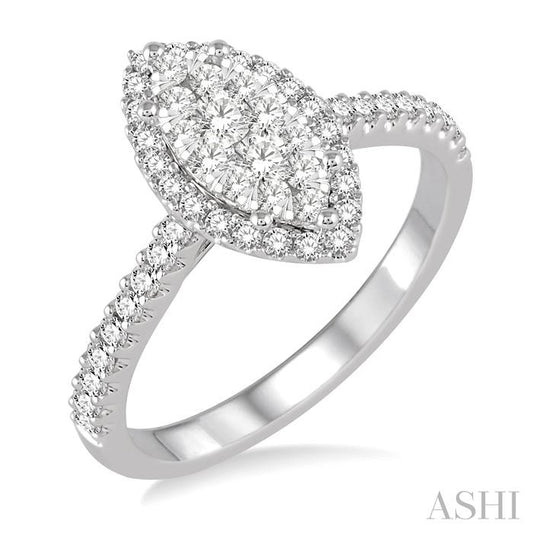 ASHI Marquise Shape Halo Lovebright Essential Diamond Ring 153B3PPFVWG