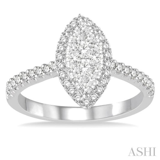 ASHI Marquise Shape Halo Lovebright Essential Diamond Ring 153B3PPFVWG