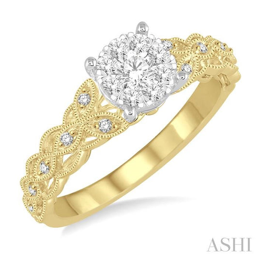 ASHI Round Shape Lovebright Diamond Engagement Ring 153C5PPFGYW-LE