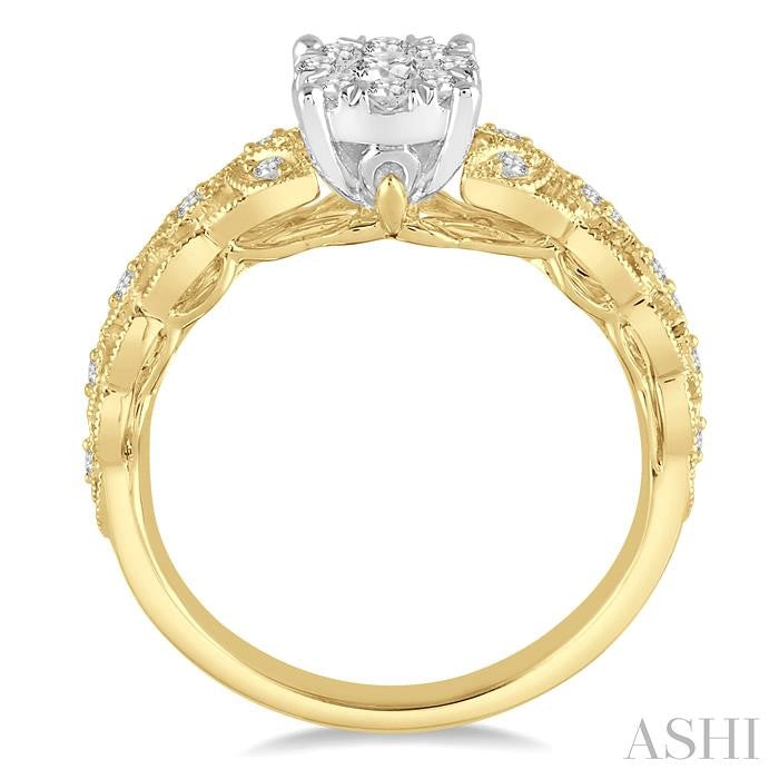 ASHI Round Shape Lovebright Diamond Engagement Ring 153C5PPFGYW-LE