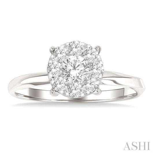 ASHI Round Shape Lovebright Diamond Engagement Ring 153G3PPFGWG