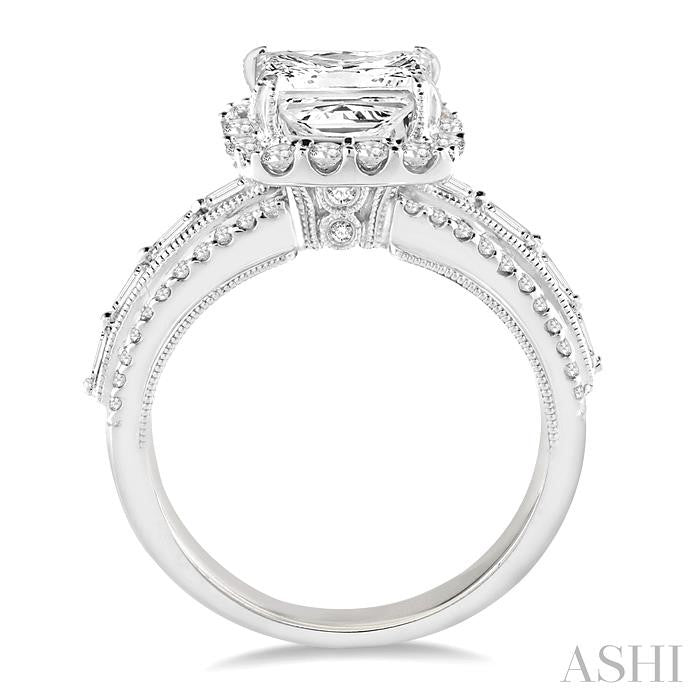 ASHI Princess Shape Semi-Mount Halo Diamond Engagement Ring 15432PPFHWG-SM