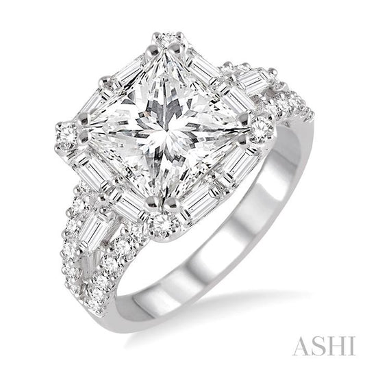 ASHI Princess Shape Semi-Mount Halo Diamond Engagement Ring 15440PPFRWG-SM-1.30