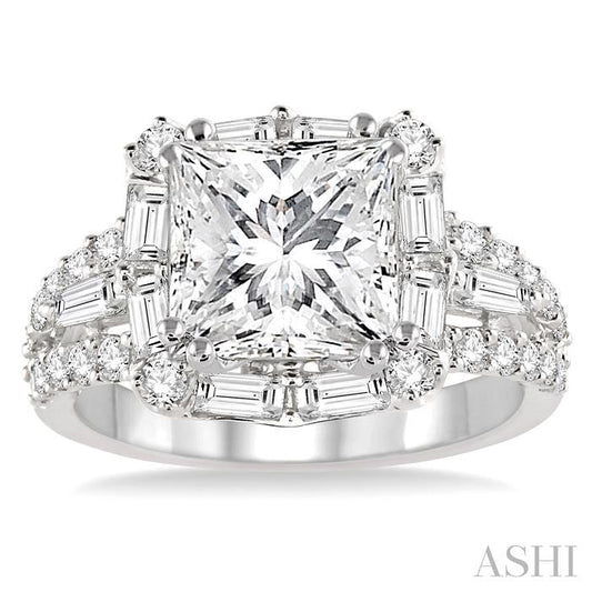 ASHI Princess Shape Semi-Mount Halo Diamond Engagement Ring 15440PPFRWG-SM-1.30