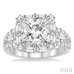 ASHI Princess Shape Semi-Mount Halo Diamond Engagement Ring 15440PPFRWG-SM-1.30