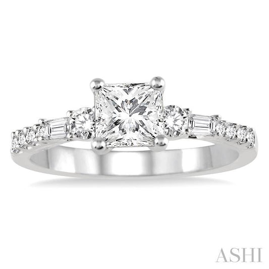 ASHI Princess Shape Semi-Mount Diamond Engagement Ring 15624PPFVWG-SM